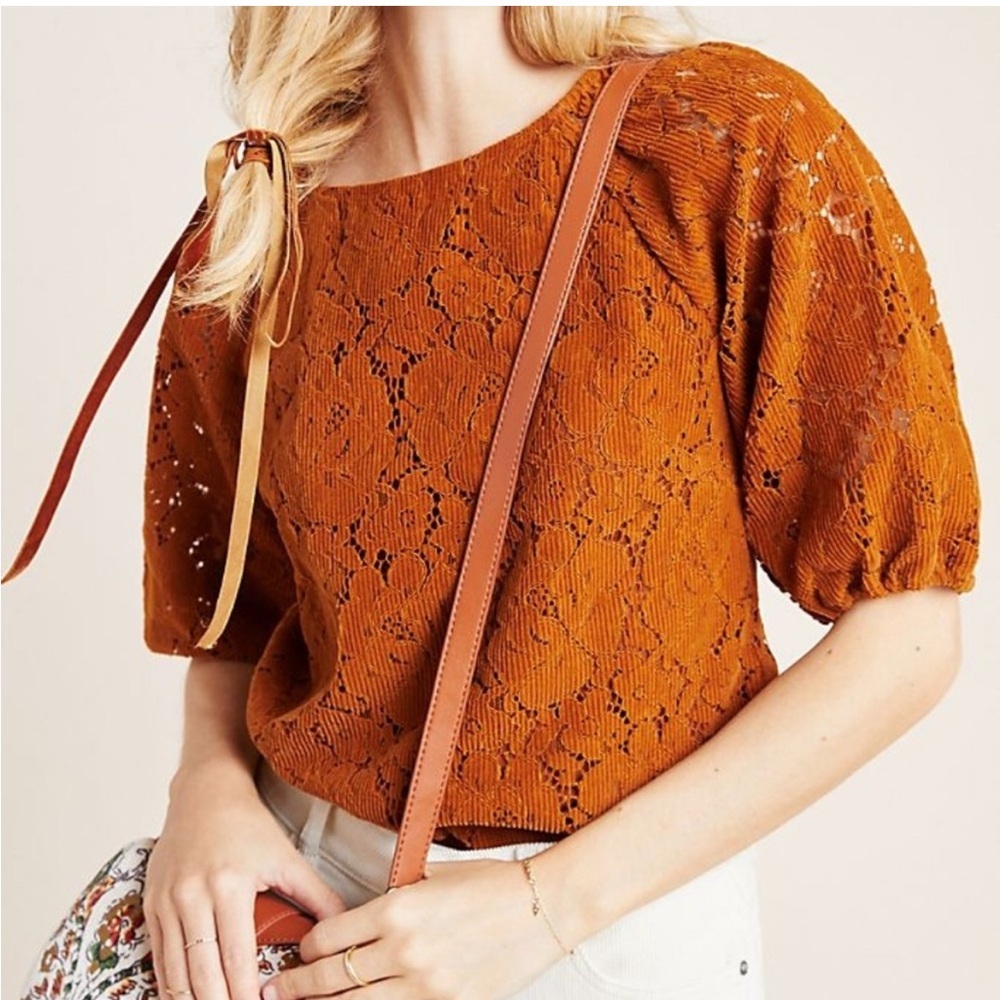 Anthropologie Dolan Left Coast Norah Floral Corduroy Blouse Large